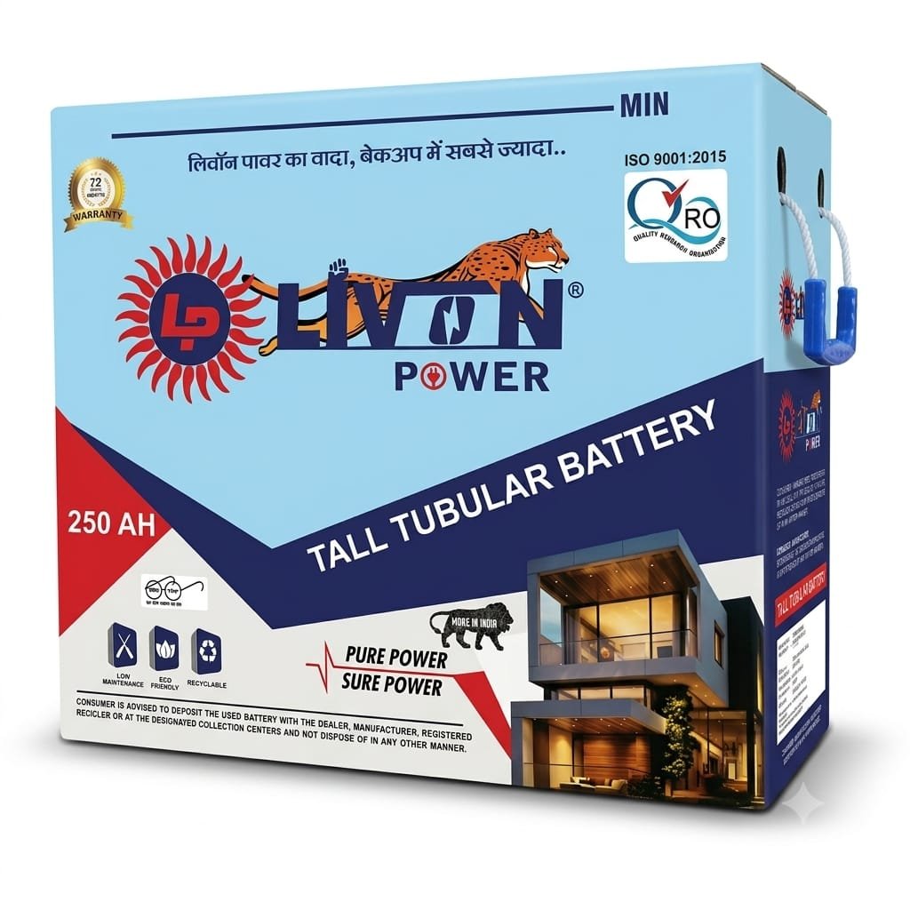 Livon Power 250Ah Tall Livon Power 250Ah Tall Tubular Inverter Battery | Long Backup | 72 Months Warranty | High Performance Home & Office BatteryTubular Battery Long Backup Inverter Battery 72 month Warranty - Image 2